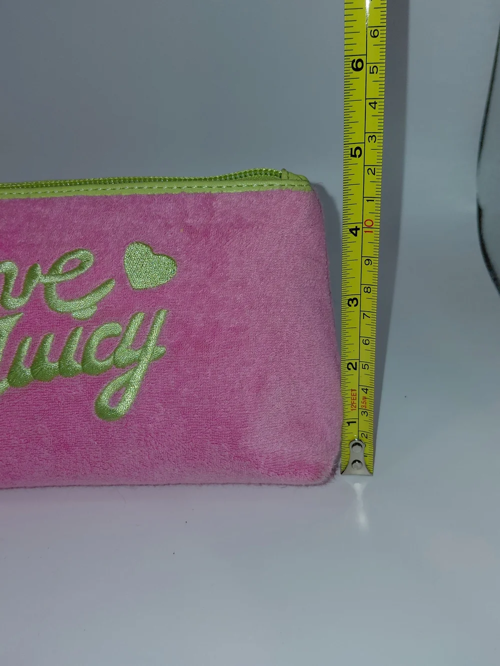 Y2K Juicy Couture Pink 'Love Juicy' Zip Terry Cloth Cosmetic Pouch VGC